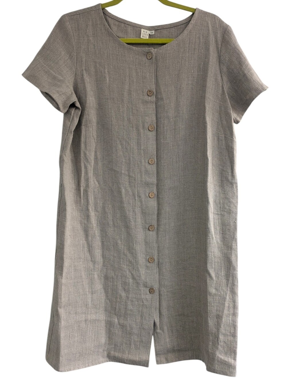 Old Linen Mill Brown Linen Button Front Dress